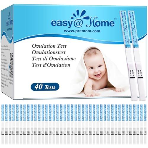 Easy@Home 40 Test Ovulazione, Altamente Preciso, Monitoraggio Attendibile del Ciclo e del Periodo Fertile, Alimentata da gratuita Italiana APP Premom (40LH)