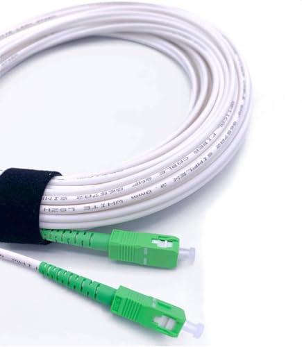 Elfcam Cavo Fibra Ottica SC/APC per SC/APC Simplex Monomodale 9/125μm LSZH, Bianco/Verde, 1M