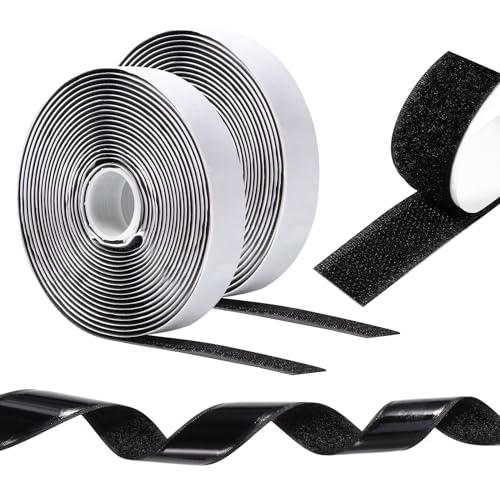 Oderra Feltro Adesivo Forte Biadesivo 5 M x 20 MM, Hook Loop Autoadesivo, Nastro Adesivo a Strappo per Cornici, Zanzariere, Tappeti, Fai Da Te (Nero)