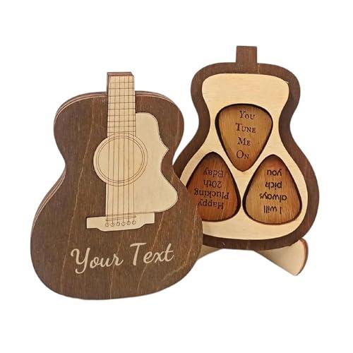 Custodia porta Plettri per Chitarra Incisa con Plettri in Legno Personalizzati, Idee regalo per Lui Accessori per Chitarra Idea regalo per Fidanzato Musicista Padre Marito Chitarrista