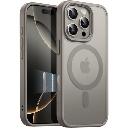JETech Cover Magnetica per iPhone 16 Pro 6,3 Pollici con Controllo Fotocamera Pulsante Cattura, Compatibile con MagSafe, Custodia Traslucida Opaca Posteriore Sottile Antiurto (Titanio Naturale)