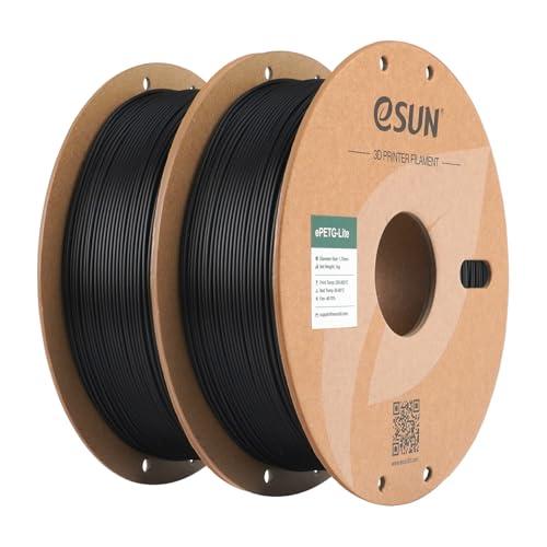 eSUN PETG Basic Filamento 1,75 mm, alta tenacità, 1 kg per bobina, 2 rotoli di materiale di stampa per stampanti 3D, Nero-2KG