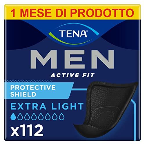 TENA MEN Protective Shield Pacco Scorta Mensile - Scudi protettivi per perdite urinarie maschili, discreti e confortevoli, Level 0, 8 conf. x 14 scudi