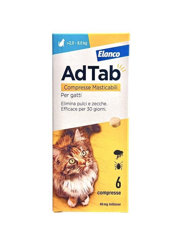 AdTab Compresse Masticabili per Gatti >2,0-8,0 kg - 6 Compresse
