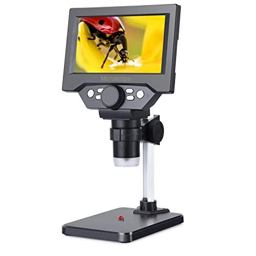 Koolertron Microscopio Digital 5.5 Pollici HD 1080P,LCD Electronico Microscopio Bambini 50-1000X,8 Luci LED Portatile