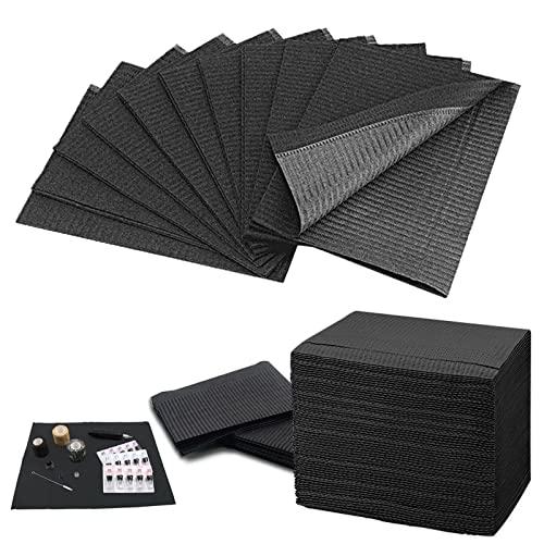 TONBAO Bavaglini Dentali Nero 50 pezzi Bavaglini Impermeabili Monouso 33cmx45cm per Tatuaggio Tovaglia Clean Pad Vassoio Copre