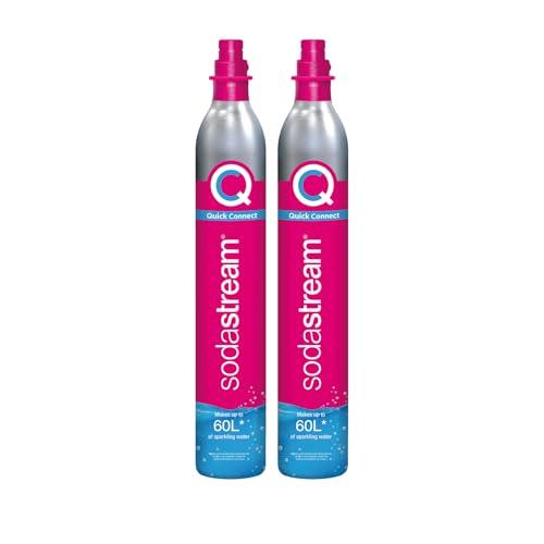 SodaStream - 2 bombole di CO2 per acqua frizzante, sistema a gas Quick Connect, rende 60 litri di bevande gassate, compatibile con Terra, Duo e Art, riduce i rifiuti di plastica, rosa