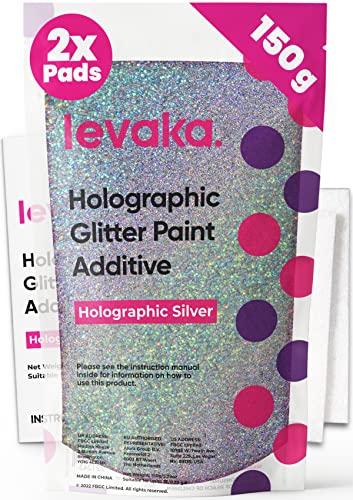 Levaka Glitter per Pittura da 150 Grammi – Additivo Brillantini Decorazioni Glitter Olografico – Con 2 Pad Lucidanti Inclusi – Da Aggiungere a Qualsiasi Pittura per Esterni ed Interni a Emulsione