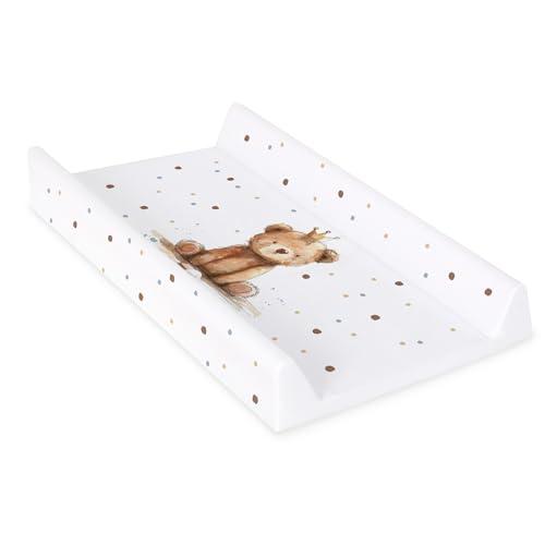 Ceba Baby® Materassino Fasciatoio 80x50 cm con Bordo Rialzato – Fasciatoio Neonato Morbido e Impermeabile, Certificato Öko-Tex, Cuscino Lavabile per Bambini e Bambine - Principe orso