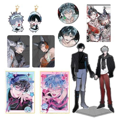 Till＆Ivan Decorazione 10 Set, Alien Stages Till＆Ivan Cosplay Portachiavi Badge Stand in Acrilico Carte, Anime Periferiche Merch