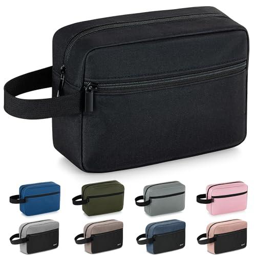 Elviros Travel Borsa da toilette da viaggio da uomo, borsa da toilette portatile impermeabile con scomparto per la rasatura e maniglia, organizer per cosmetici da palestra, doccia e bagno, Nero