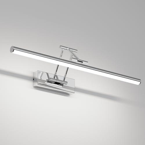 Klighten Led Lampada Da Specchio Bagno 50cm, Lampada Da Parete Rotante Per Bagno Ip44, 16W 1200 LM Luce Specchio Bagno Led, Applique Bagno Specchio Moderno In Alluminio, Bianco Freddo 5500K, Cromo