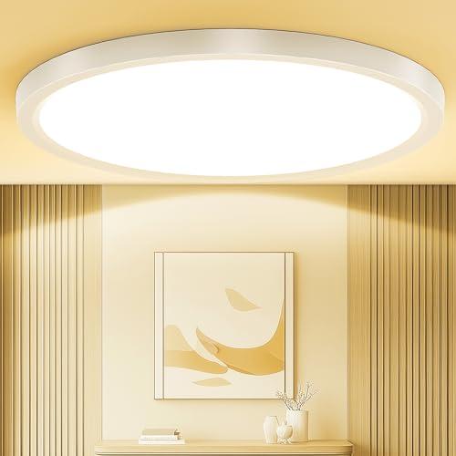Taipow 18W 2448LM 3000K Plafoniera Led Soffitto Moderna, IP44 Lampada da Soffitto Rotonda per Garage Corridoio Bagno Camera da letto Cucina Seminterrato Ø22CM