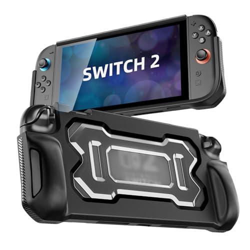 TiMOVO Custodia Protettiva per Nintendo Switch 2 2025, TPU Grip Cover Protettiva con Ergonomico per gli Accessori Switch 2, Assorbimento Degli Urti, Antigraffio, Ritagli Precisi Rigida Custodia,Nero