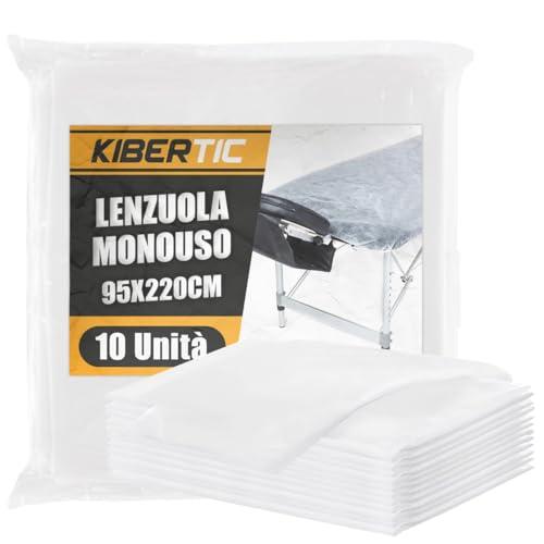 KIBERTIC - 10 Uds Lenzuola Usa e Getta con Angoli Lettino 95x220 cm, Copri Lettino da Massaggio TNT per Estetista con Elastici, Lenzuolo Impermeabile Monouso, Per SPA & Salone & Estetica