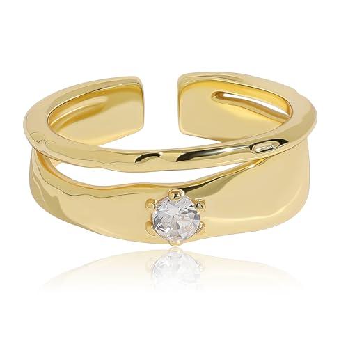 Meissa Anelli Spessi in Oro per Donne, Argento Sterling Placcato Oro, Anelli Nuziali o Fidanzamento, Regolabili, Gioiello Elegante, Oro