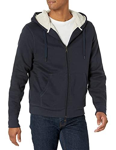 Amazon Essentials Felpa con Cappuccio e Cerniera Integrale in Pile Foderata in Sherpa Uomo, Blu Marino, XL