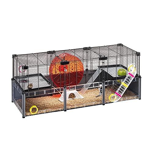 FERPLAST - Gabbia per criceti grande - Gabbia per topolini - Rete metallica - con accessori - Modulare - Multipla Hamster, 107,5 x 37,5 x h 42 CM