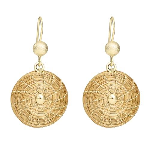 VERA NAVARRO - Orecchini Mandala Intrecciati in Oro Vegetale - Ø 20 mm - Cerchi Dorati - 100% Naturali Fatti a Mano - Bigiotteria Fatta a Mano