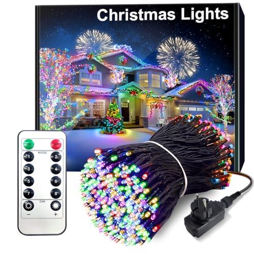 ARKOCHIC 30M Luci Albero di Natale, 300 LED Luci Natalizie da Esterno ed Interno, 8 Modalità con Funzione Memoria e Telecomando Luci di Natale per Giardino, Balcone, Casa, Festa (Multicolore)