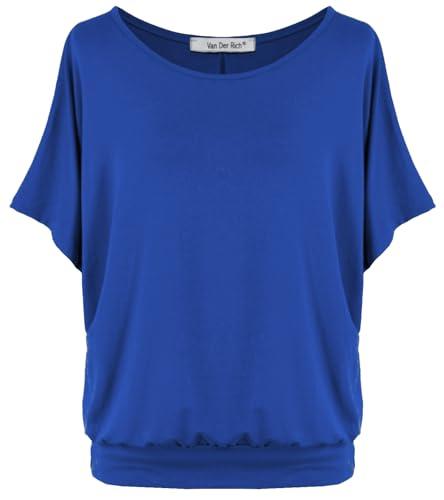 Van Der Rich ® - T-Shirt Oversize con Maniche a Pipistrello - Donna (Blu Royal, L)