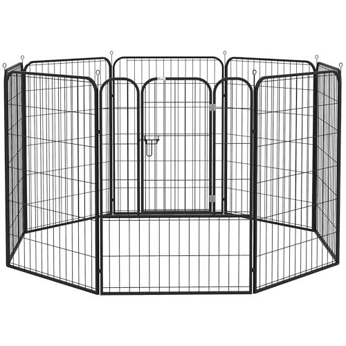 PawHut Recinto per Cani e per Cuccioli, Recinto Modulare per Cani da Interno ed Esterno in Metallo e Acciaio 8 Pannelli 80x100cm