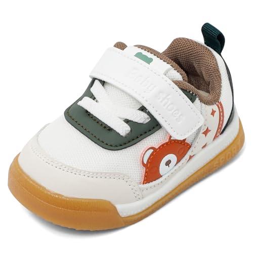LACOFIA Scarpe Neonato Scarpine Primi Passi Bambino Sneakers Traspirante Bimbo con Suola Gomma Antiscivolo Bianco 22 EU(Etichetta 20)