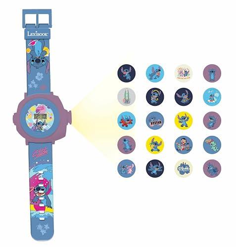 Lexibook - Disney Stitch - Orologio a proiezione regolabile con schermo digitale - 20 immagini di Lilo e Stitch - per bambini - DMW050D