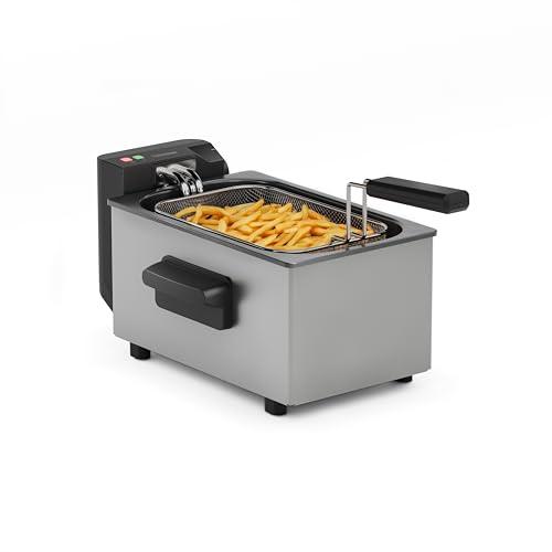 Tristar Friggitrice in Acciaio Inox, Capacità 3L, Temperatura Regolabile fino a 190°C, Zona Fredda, Parti Lavabili in Lavastoviglie, Scocca Cool-Touch, FR-9326