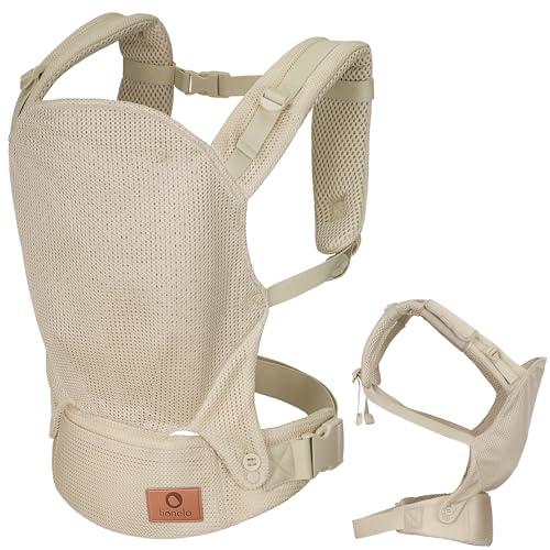 LIONELO Marsupio Ergonomico Neonato Margareet Air da 4 Mesi a 20 kg, 3 Posizioni Materiale Traspirante Cappuccio staccabile Doppia Protezione Marsupio per Bambini