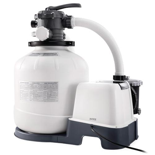 Intex 26680 – Pompa Filtro a Sabbia Krystal Clear con Generatore Salino di Cloro Saltwater System Integrato, Flusso d'Acqua 10000 L/h, Flusso di Sistema 8000 L/h, per piscine con massimo 56800 L