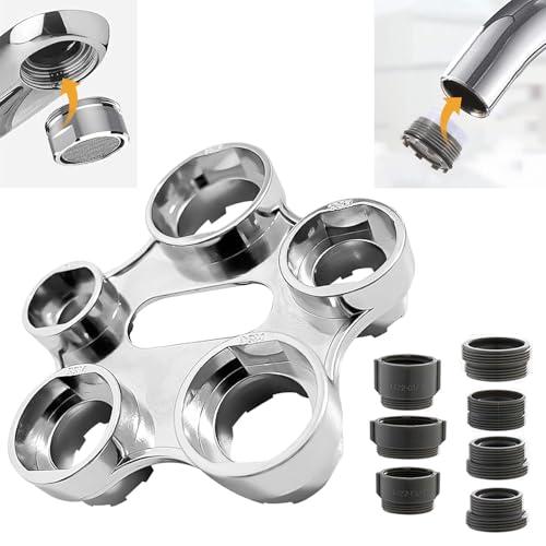 Chiave per Rubinetto Aeratore, 10 in 1 Aeratore Smontaggio Strumento, Rubinetto Aeratori Chiave Strumento, Chiave Rompigetto con 7 Adattatore, Efficiente per Sostituzione Della Filtri Bagno e Cucina