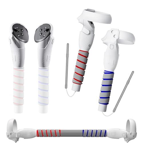 3 in 2 Aggiornato VR Dual Long Stick Handle Extension Game Grips Attacco per Meta/Oculus Quest 2/3 Controller Grips, Migliora l'esperienza di gioco Saber/Golf/Baseball/Gorilla Tag VR
