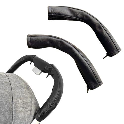 GXGM 2 Pezzi Copri Maniglie per Carrozzina in Pelle di Pu Nero, Accessori per Passeggino per Babyzen Yoyo Yoya, Coperchio di Protezione della Maniglia per il Bracciolo del Passeggino