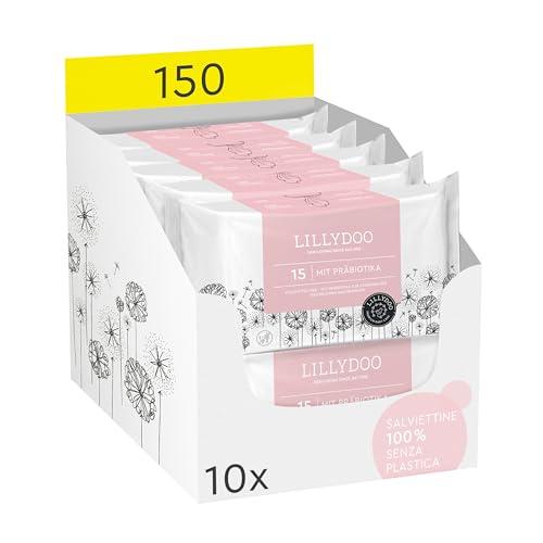 Salviettine con prebiotici LILLYDOO, 150 unità (10 x 15), 0% profumi e 100% tessuto senza plastica