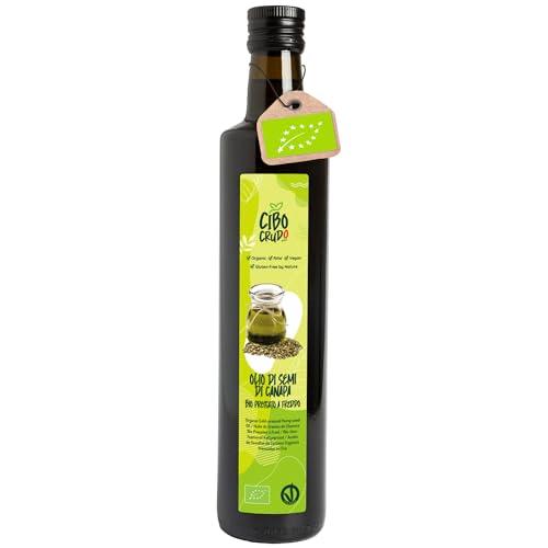 Olio di Canapa Alimentare e Biologico - 500ml. Olio di Semi di Canapa Alimentare Spremuto a Freddo. Olio di Canapa Sativa. Olio di Canapa Per Viso Capelli o Condire.