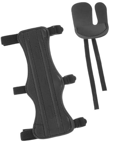 JUKOTA Protezione per Braccio per Tiro con L'Arco Guardia Avambraccio Tiro con Arco con Cinghie Regolabili Protezione per Arco Ricurvo, per Giovani e Adulti, Nero