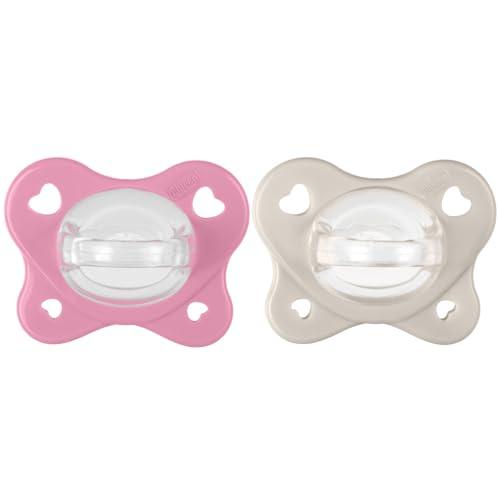 Chicco Gommotto Dual Soft, Ciuccio in Silicone 6-16 Mesi, Bicolore, Set di Gommotti con Doppia Morbidezza, Supportano la Respirazione e Favoriscono il Corretto Sviluppo della Bocca, 2 Pezzi, Bimba
