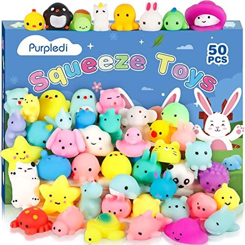 Purpledi Squeeze Toys Squishy Giocattoli 50 pezzi per Feste per Bambini, Giocattoli Antistress da Spremere Morbidi , Regalo di Natale,Regalini Fine Festa Compleanno