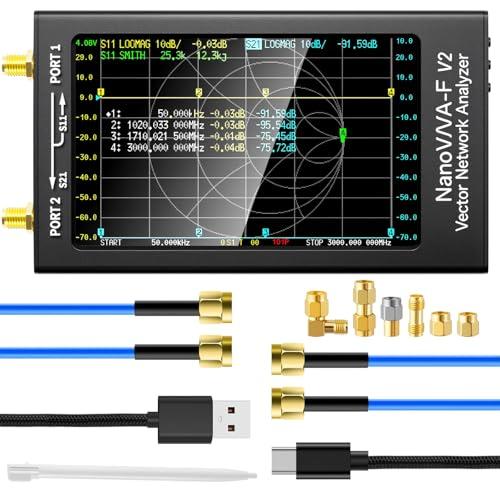AURSINC NanoVNA-F V2 Ultimo Analizzatore di Rete Vettoriale 50KHz-3GHz HF VHF UHF VNA Schermo LCD da 4,3 Pollici Analizzatore di antenna - Misurazione dei Parametri S, Fase, Ritardo, Diagramma Smith