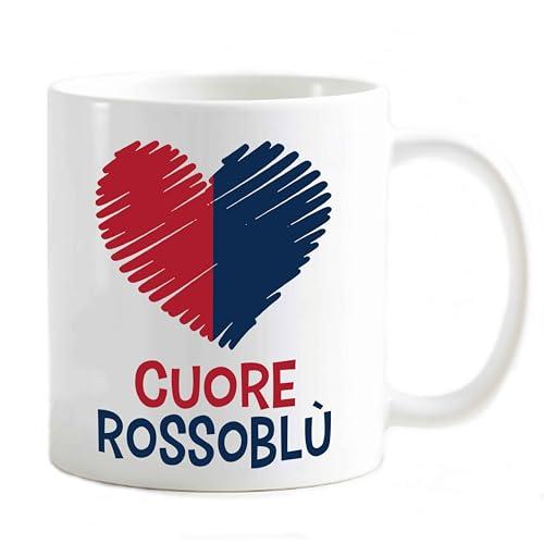 Tazza Mug del tifoso Gadget compatibile Stampa Cuore dei colori della tua squadra preferita Internazionale (Cuore Rossoblù Love per Cagliari)