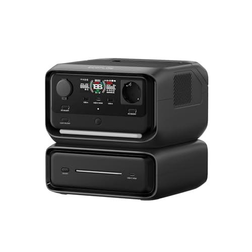 EcoFlow RIVER 3 Max (RIVER 3 Plus & EB300) Centrale elettrica portatile - Batteria LFP 572Wh, uscita 1200W, <10 ms UPS, connessione wireless, generatore solare per campeggio e camper