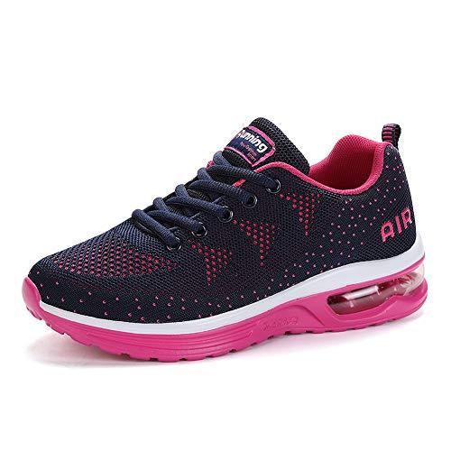 frysen Air Cuscino Scarpe da Ginnastica Uomo Donna Running Sneakers Basse Basket Sportive Sneakers per Fitness Corsa Unisex Blue Pink 35