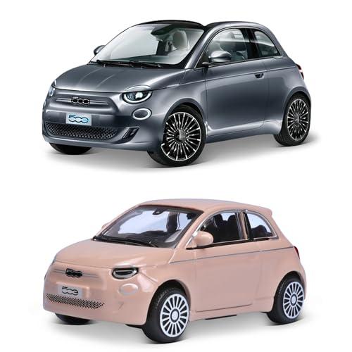 BBURAGO 500E-Modellino Realistico Auto in Scala 1:43 (Scelta Casuale Disponibili), Licenza Ufficiale FIAT, Età consigliata 3+ Anni, Colore Rosa, Grigia, 18-30456