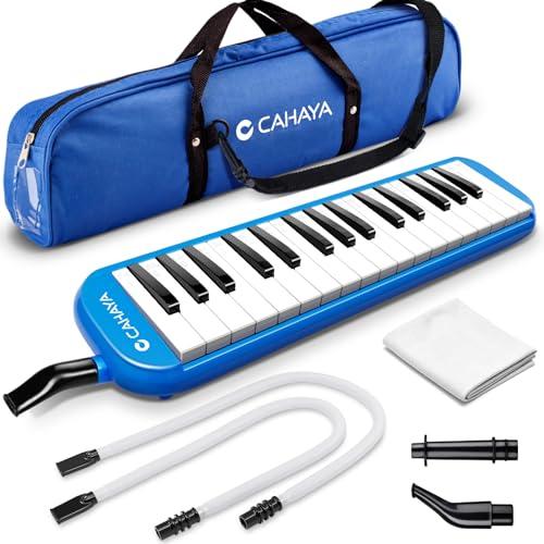 CAHAYA Melodica 32 Tasti con Lungo Boccaglio e Custodia per Trasporto Strumento Giocattolo Musicale (Blu)