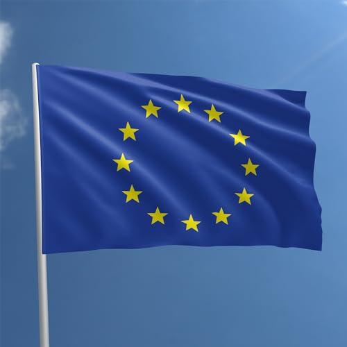 Bandiera Unione Europea 90 x 150 cm - Bandiera Europa Poliestere con Passante Per L'Asta Resistente alle Intemperie Colore vivido e Adatto per Uso Interno ed Esterno Flag (EUROPA)