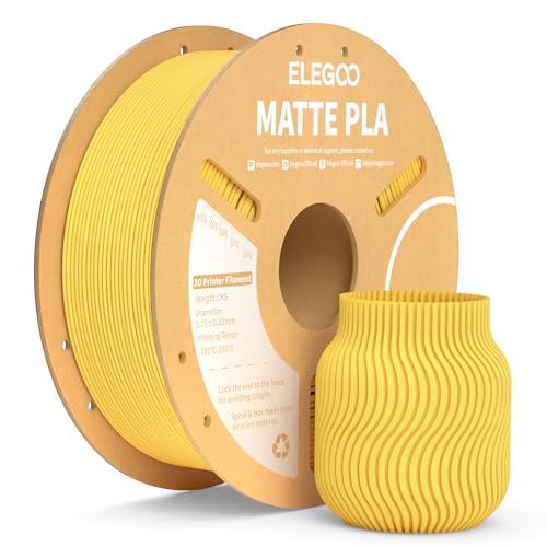 ELEGOO Filamento PLA Matte Giallo Sole 1 kg, 1,75 mm, Opaco PLA Filamento per Stampante 3D, precisione di misurazione +/- 0,02 mm, adatto per maggior parte delle stampanti 3D FDM
