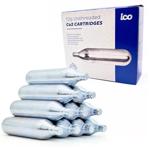 ICO 10 Cartucce Co2 12g Non Filettate, Bombolette Co2 Per Pistola C02 E Pistola Paintball Gas, Compatibili Con Softair Armi Gas
