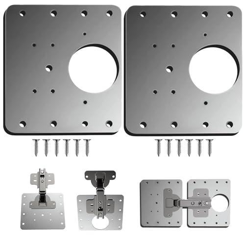 2 Pezzi Staffe per riparazione cerniere,Piastra Per Riparare Mobili Cerniere Per Ante,armadietti,cucine,credenze,porte,cerniere,con foro,in acciaio inox,staffe di fissaggio piatte con viti