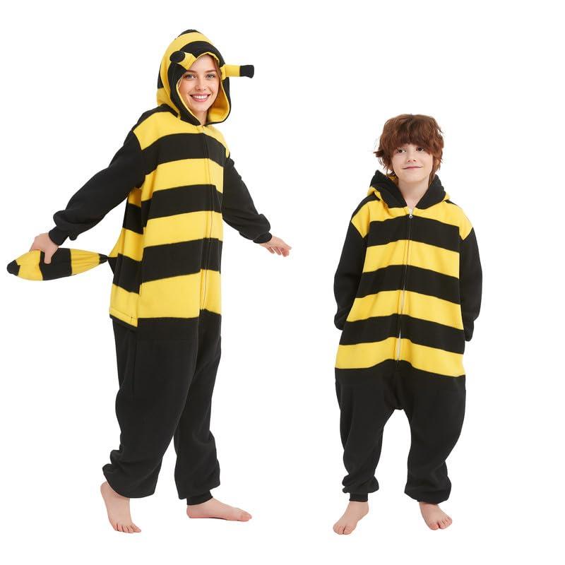 Udekit Pigiama con Coda, Tutina da Notte a Forma di Ape, Tutina da Notte a Forma di Pigiama Vestaglia Cosplay Costume Halloween Carnevale Festa per Bambini dai 9 ai 12 Anni